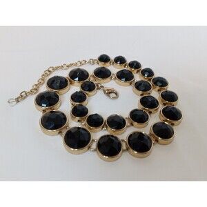 Graduated Black Faceted Acrylic Layering Choker Statement Necklace 14" + 2.5"